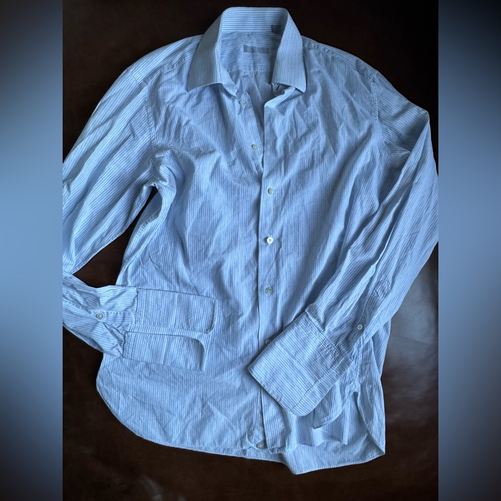 Stefano Ricci Light Blue Striped Dress Shirt
